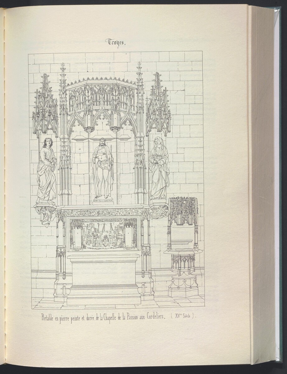 A.F. Arnaud, Voyage archéologique et pittoresque dans le département de l'Aube et dans l'ancien diocèse de Troyes, MTCM, F.L. 721 ARNA - gravure du retable de la chapelle