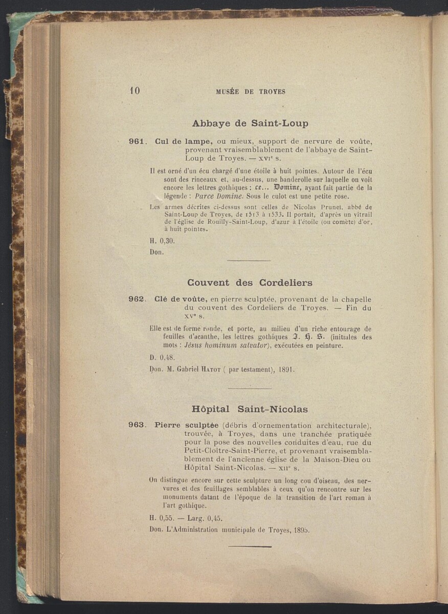 Musées de Troyes, Archéologie monumentale. Catalogue, MTCM, cl. 8° 552(4), p. 10