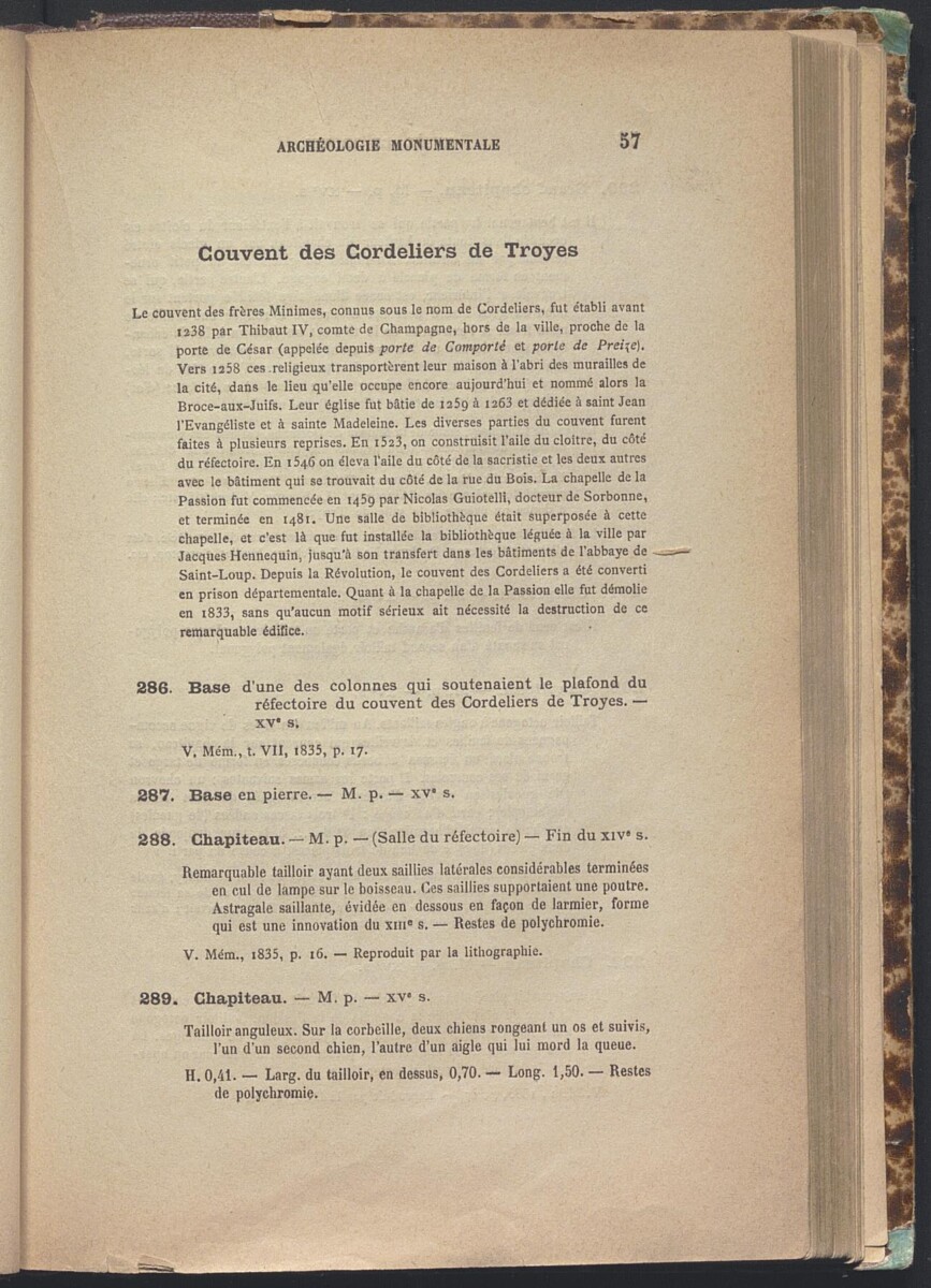 Musées de Troyes, Archéologie monumentale. Catalogue, MTCM, cl. 8° 552(4), p. 57