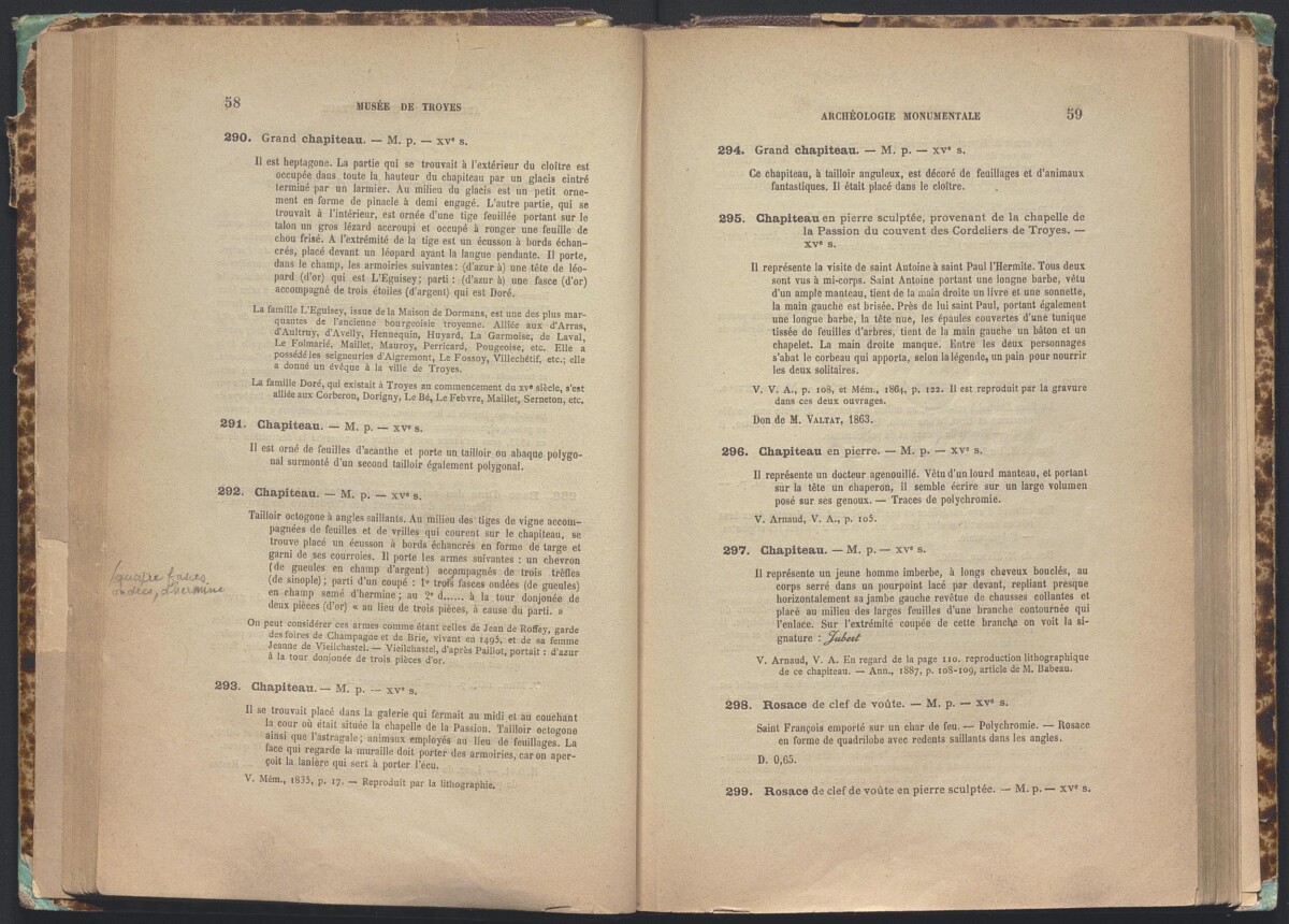 Musées de Troyes, Archéologie monumentale. Catalogue, MTCM, cl. 8° 552(4), p. 58-59