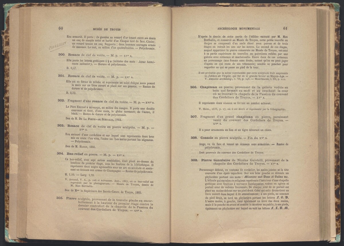 Musées de Troyes, Archéologie monumentale. Catalogue, MTCM, cl. 8° 552(4), p. 60-61