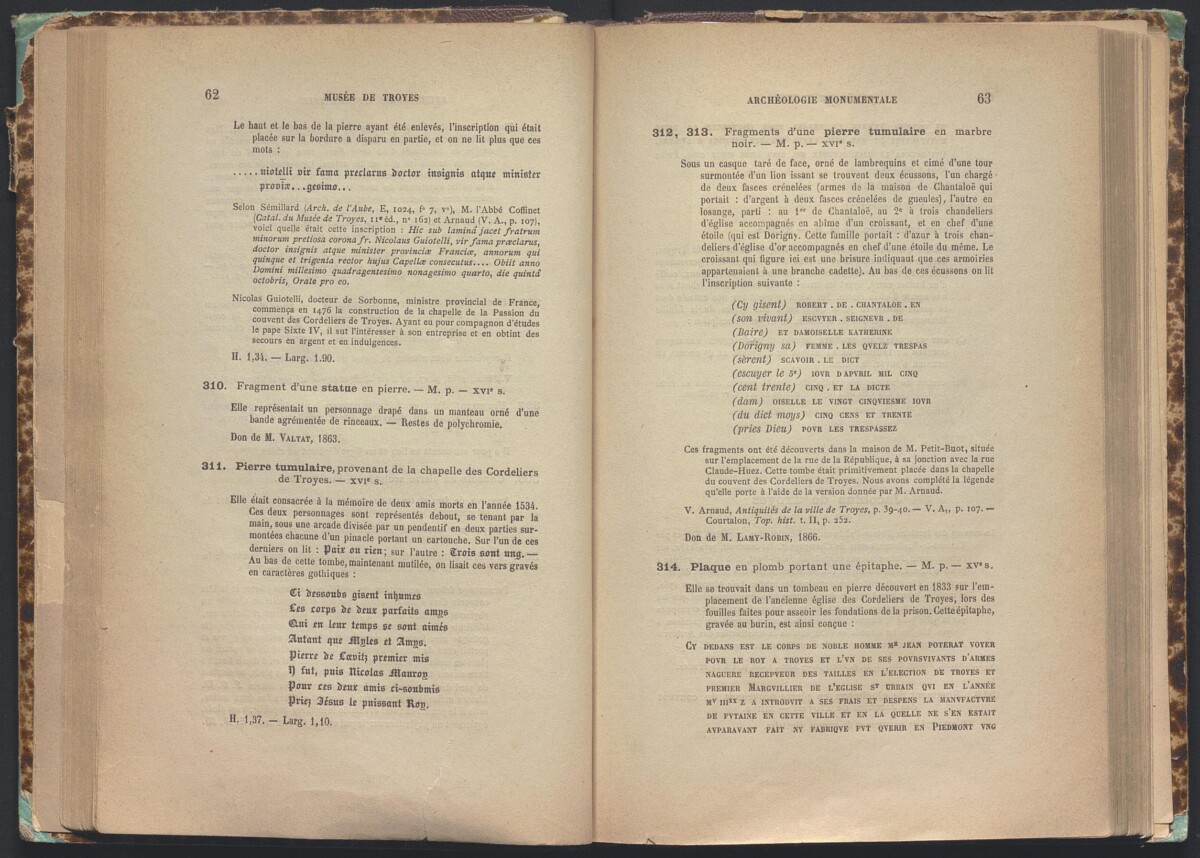 Musées de Troyes, Archéologie monumentale. Catalogue, MTCM, cl. 8° 552(4), p. 62-63