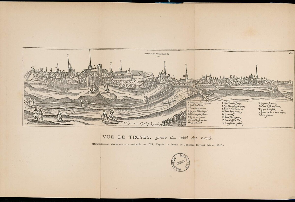 Vue de Troyes, prise du côté nord, Annuaire de l'Aube 1892, Les vues d'ensemble de Troyes par Albert Babeau, MTCM, U.F.L. 050 ANNU